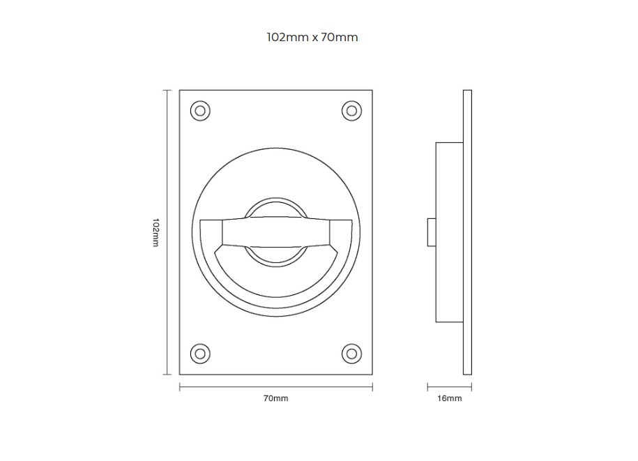 Croft Flush Latch Handle 1804A Polished Brass Finish