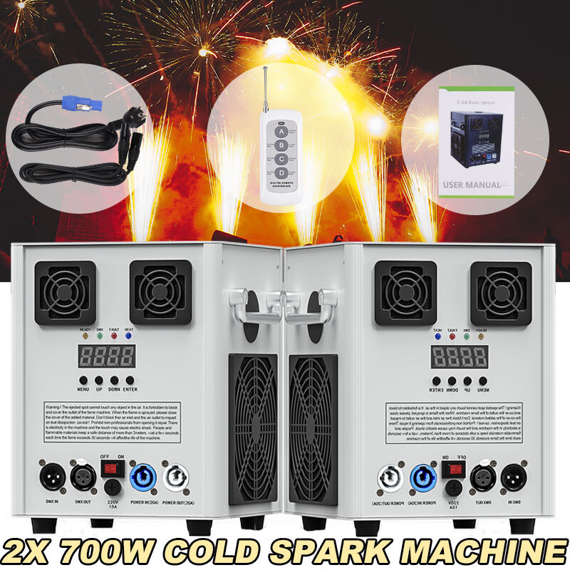 2PC 700W Cold Spark Machine Stage Effect Firework Mac DMX DJ Event Party Wedding