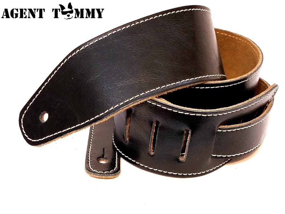 LEATHER GUITAR STRAP 2.5" WIDE, BLACK or BROWN