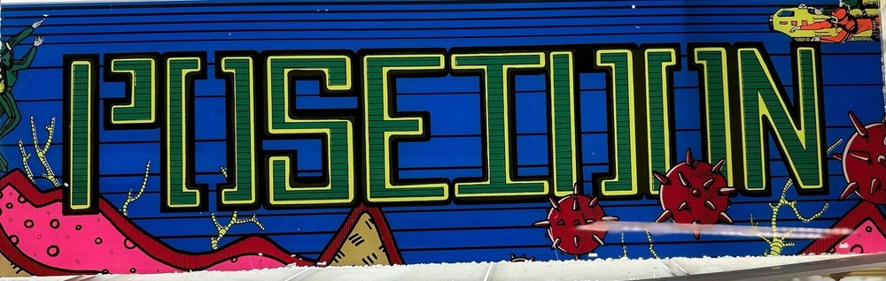 Vintage Arcade Video Game “POSEIDON” Marquee Header