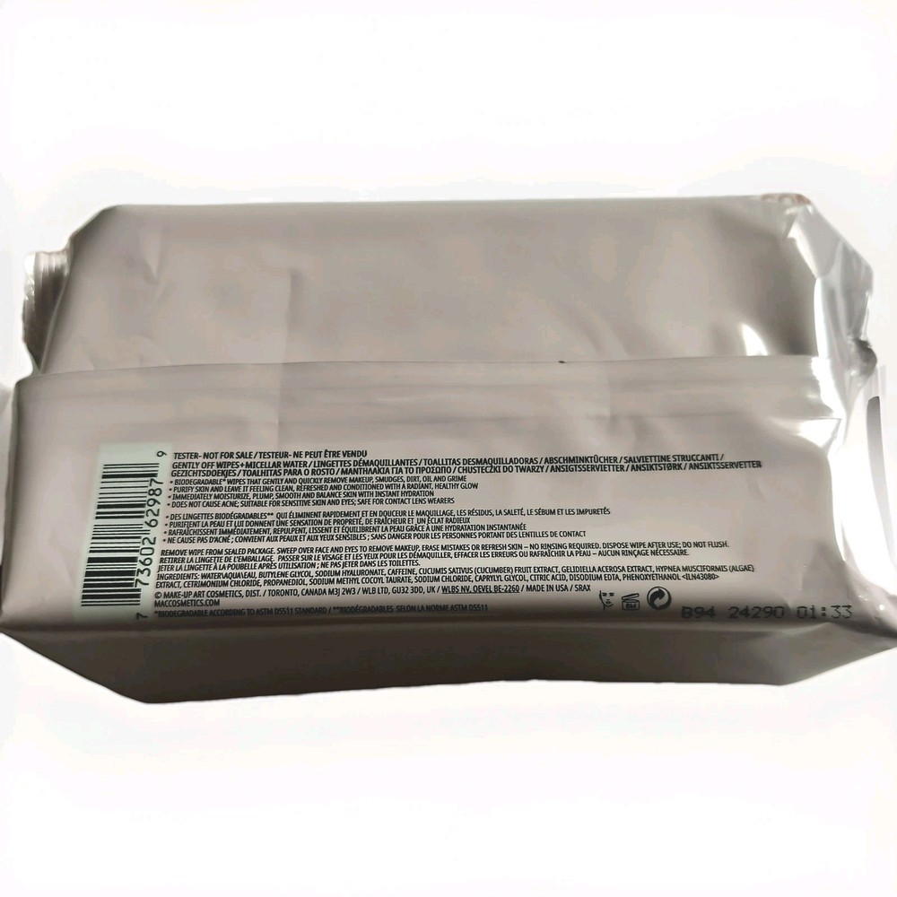 MAC GENTLY OFF WIPES + MICELLAR WATER 80 Sheets