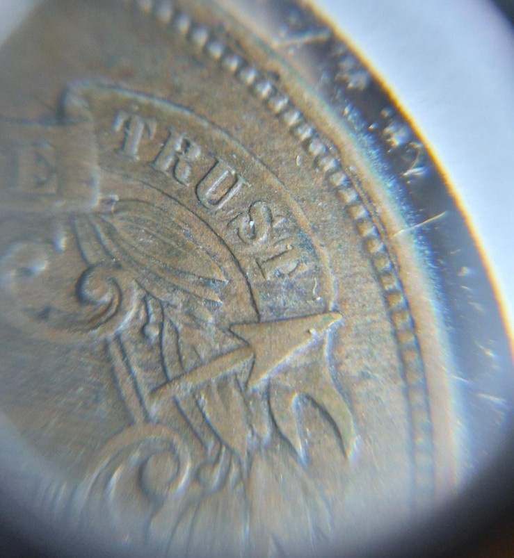 1864 TWO CENTS Large Motto Double Date