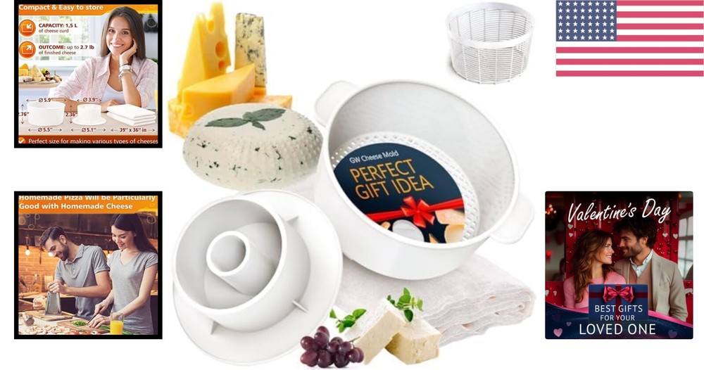 Versatile Cheese Making Kit: Includes Mold, Follower & Reusable Cheesecloth