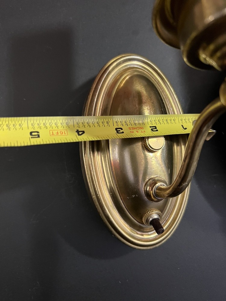 Great Pair Antique Brass Candle Wall Sconces 5G