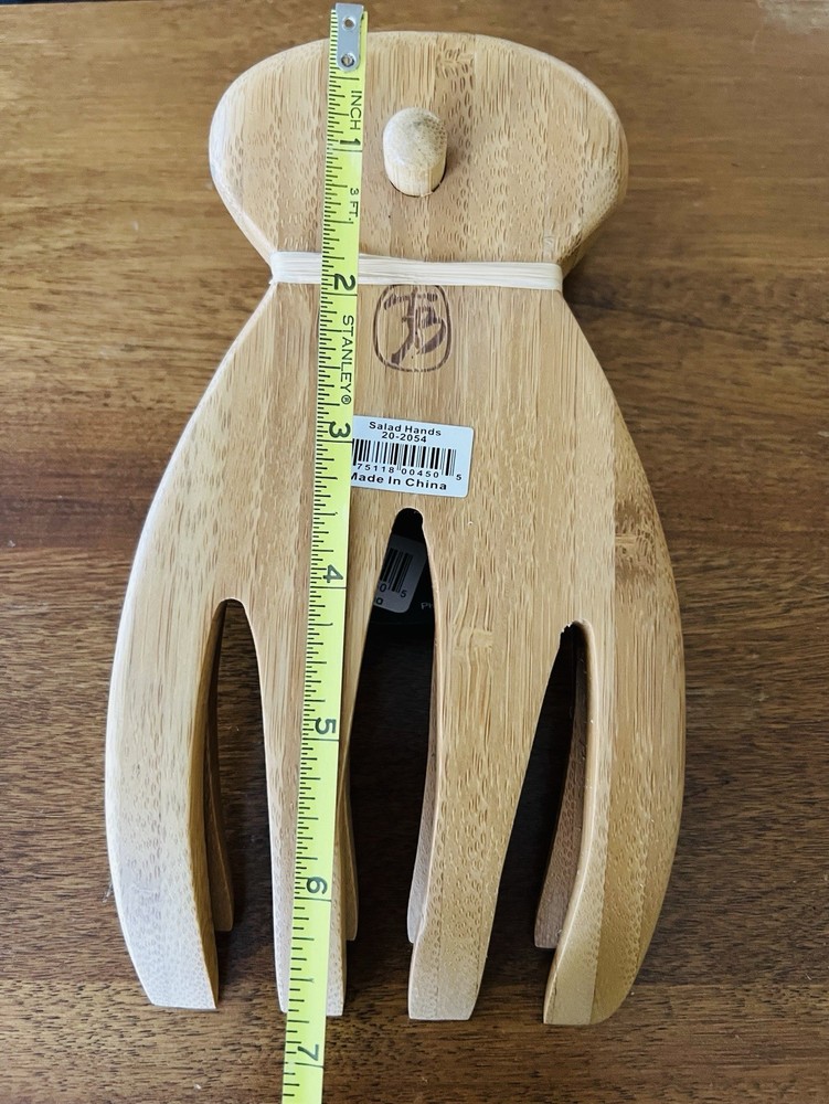 NWT Totally Bamboo Salad Hands Salad Serving Set