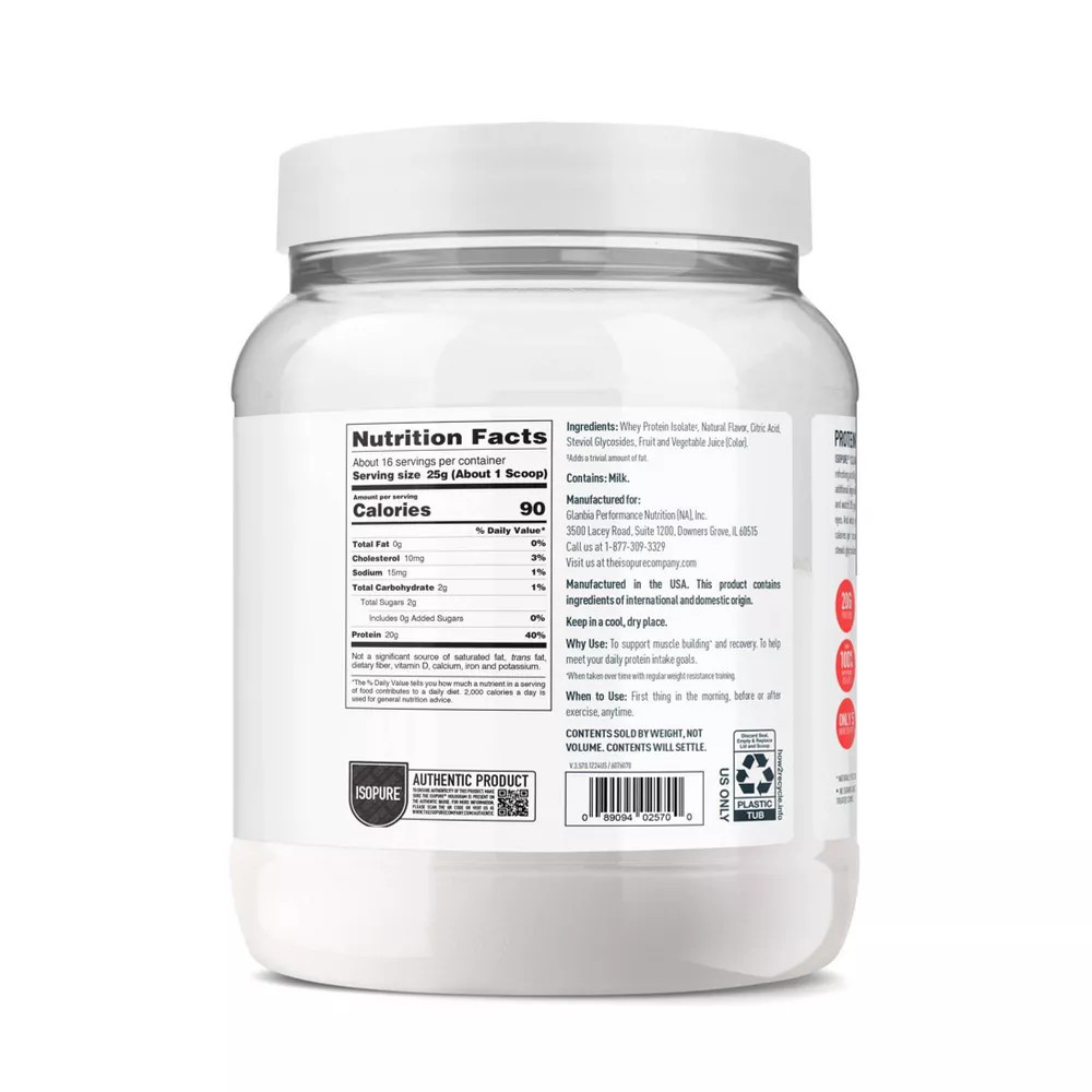 ISOPURE Clear Whey Isolate Protein Powder