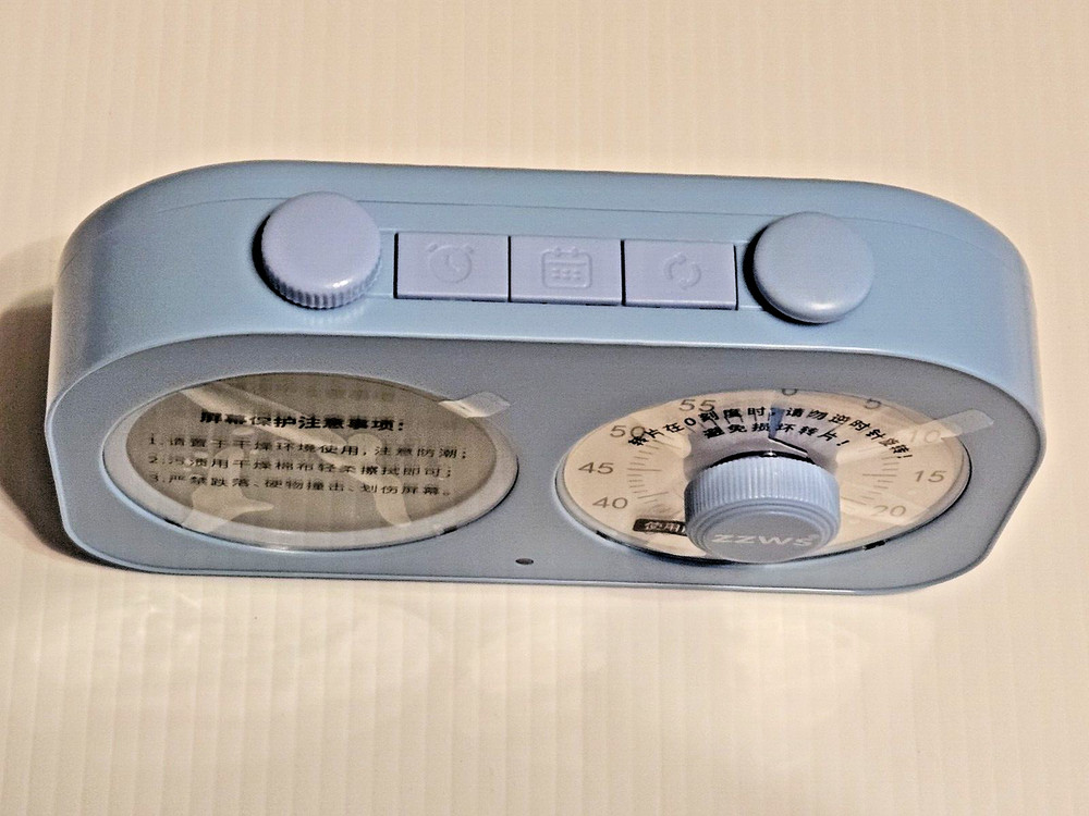 ZZWS Double Screen Visual Timer New in Box Blue Adjustable Brightness No Ticking