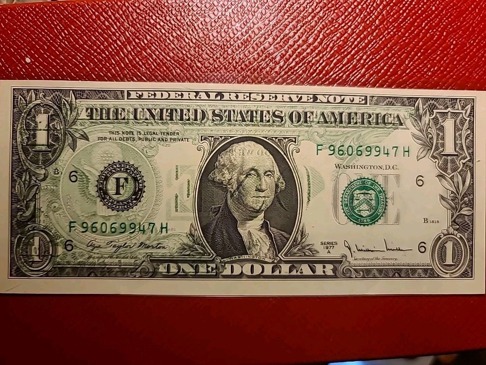 1977 $1 Dollar Bill Offset Printing Error Back To Front High Grade Condition