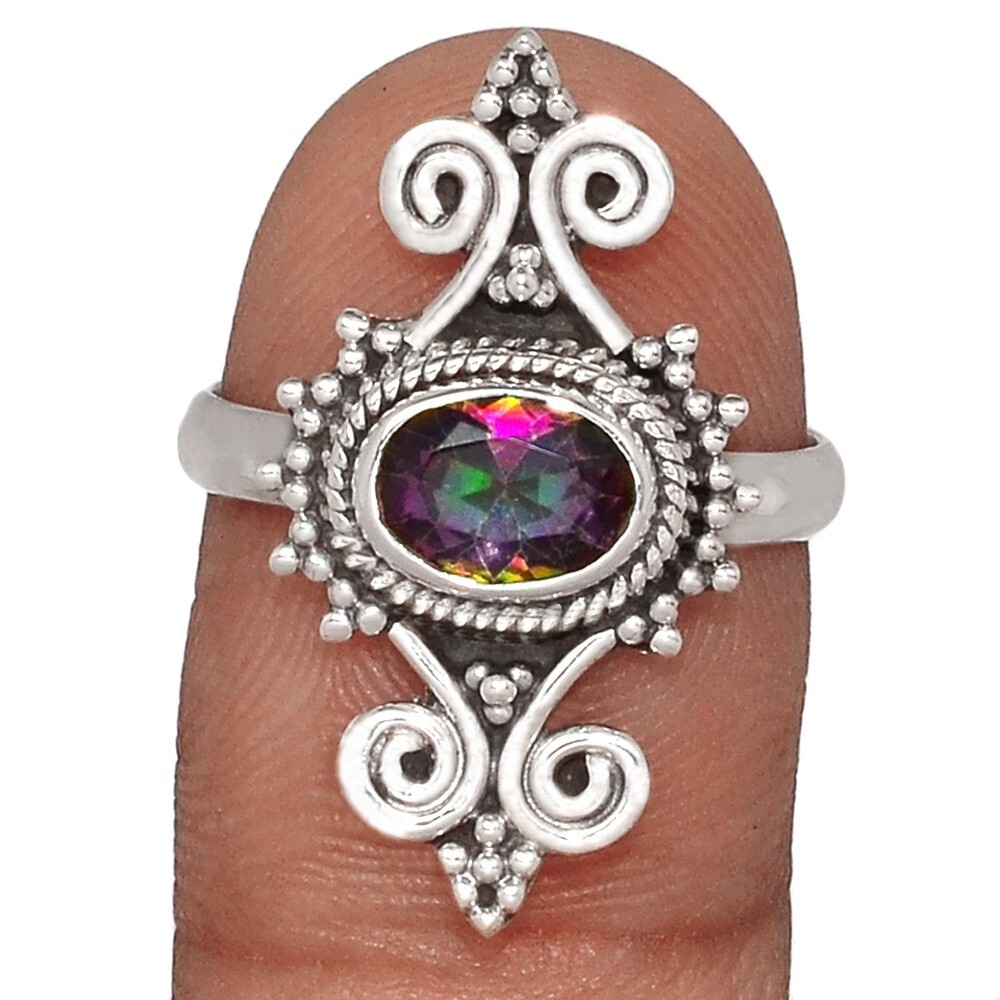 Rainbow Topaz 925 Sterling Silver Ring - Size 8