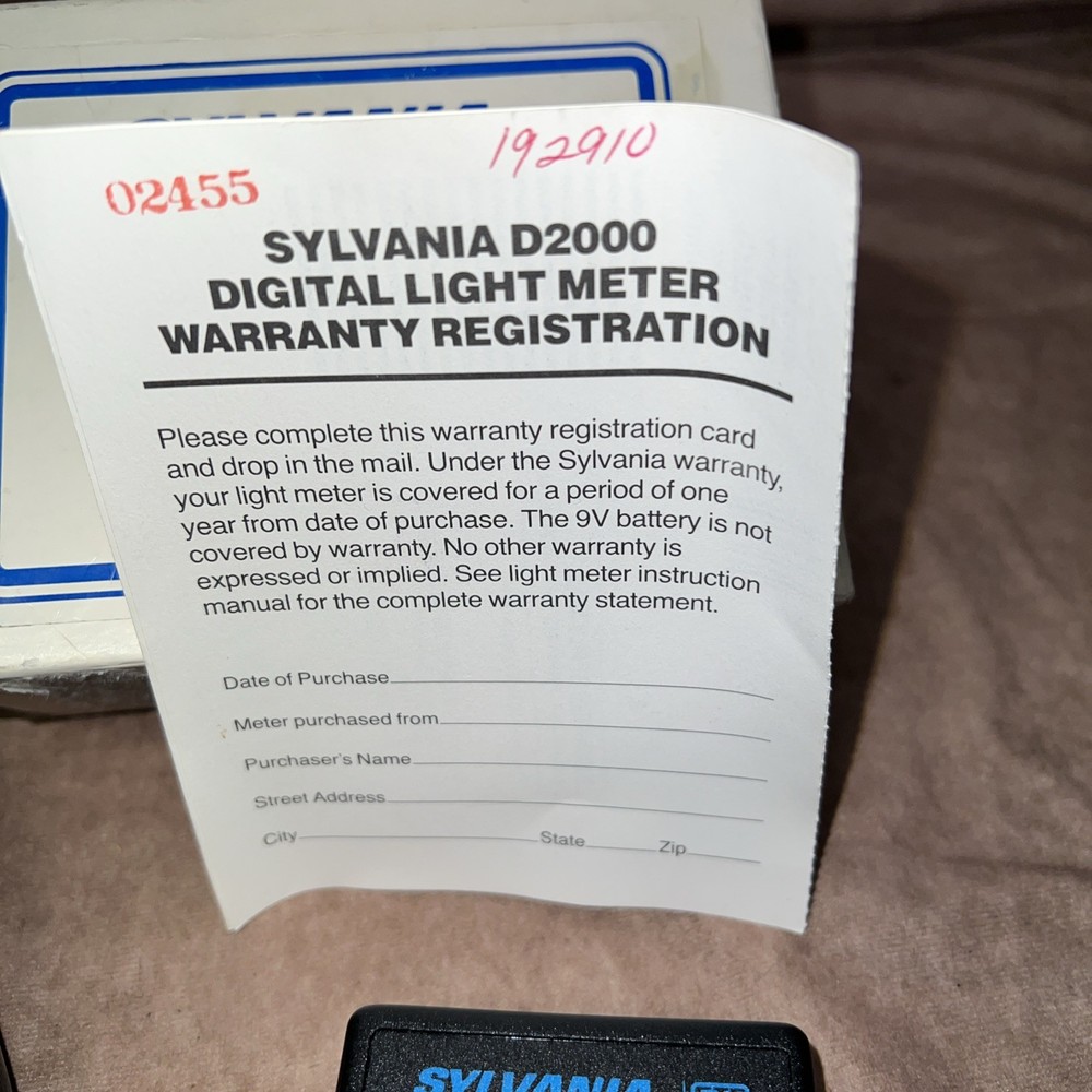 Vintage Sylvania Light Meter Model DS-2000 W/ Instructions & Case
