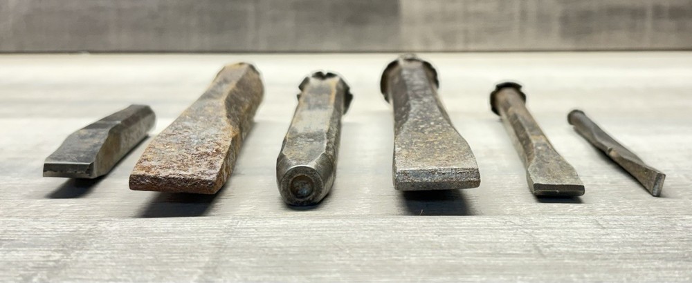 Vintage Steel Punch & Chisel Lot 6pc Blacksmith Masonry Tools 7” Max