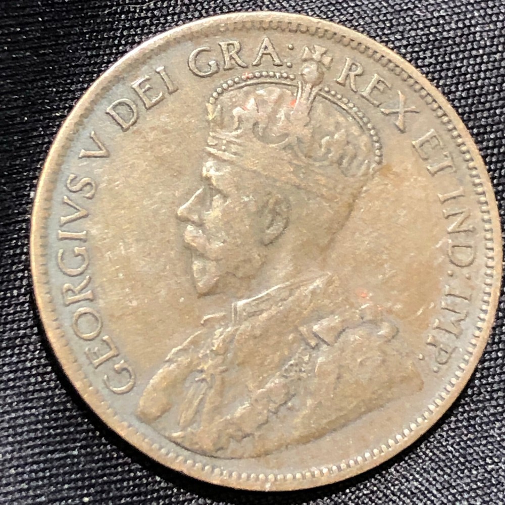 1917 Canada 1 Cent Bronze Coin - VF (Very Fine) condition