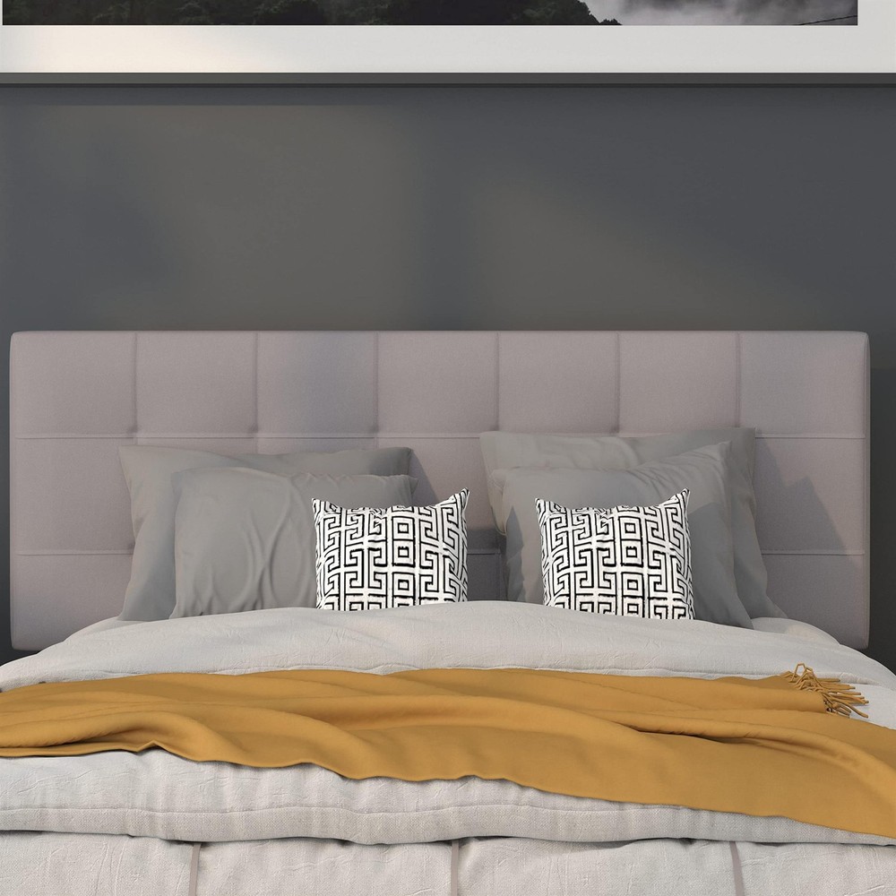 Bowery Hill Modern Tufted Full Panel Headboard in Light Gray