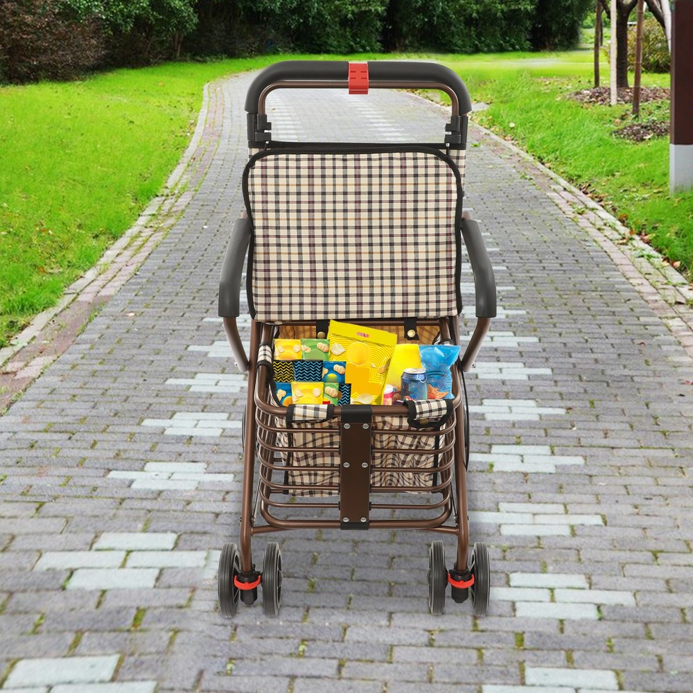 Foldable Rollator Walker with Seat, 330 lbs Capacity, Padded Seat & Backrest