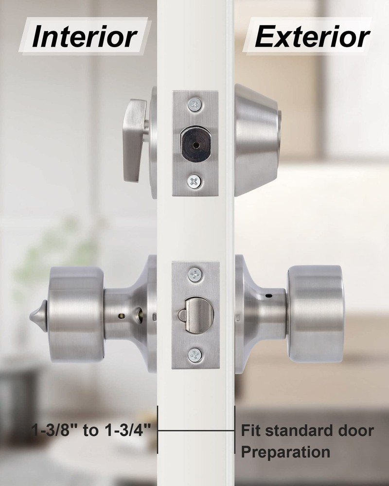 2 Sets Keyed Alike Entry Door Knobs and Single Cylinder Deadbolt Lock Combo S...