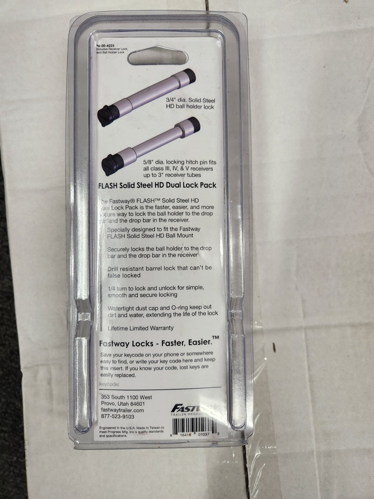 Fastway 86-00-4225 Flash Solid Steel HD Dual Lock Pack - 2 Keys