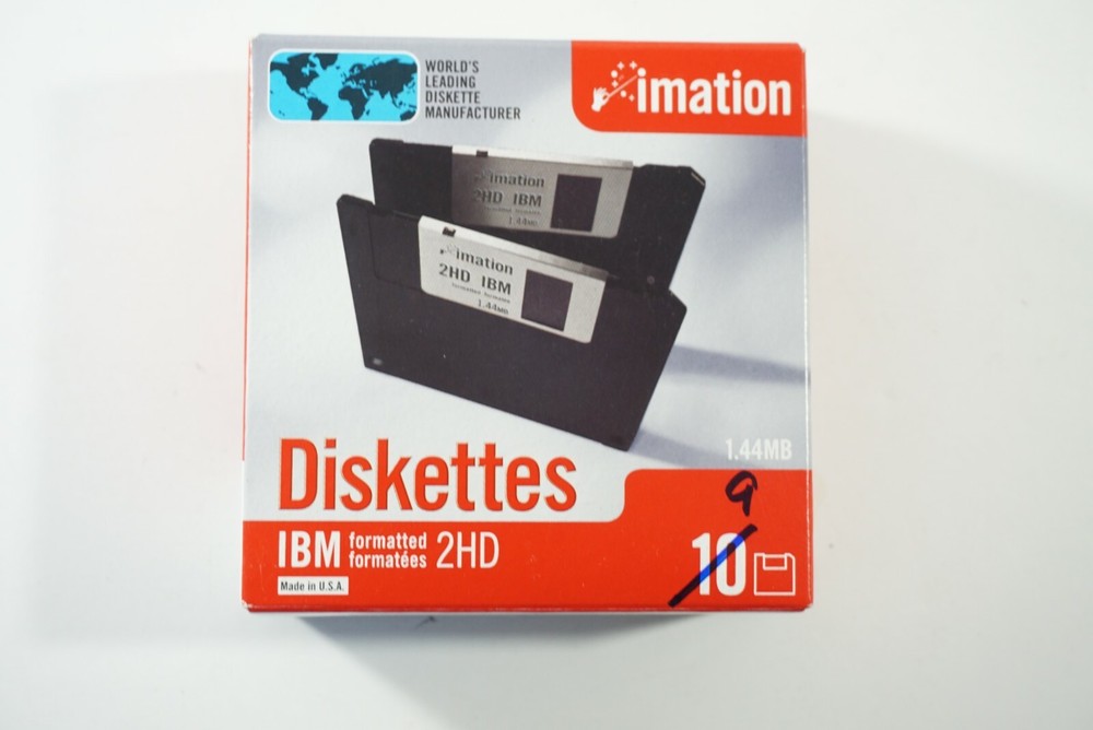Imation 3.5" Floppy Disks Diskettes 9 Pack IBM Formatted 1.44MB 2HD New Open Box