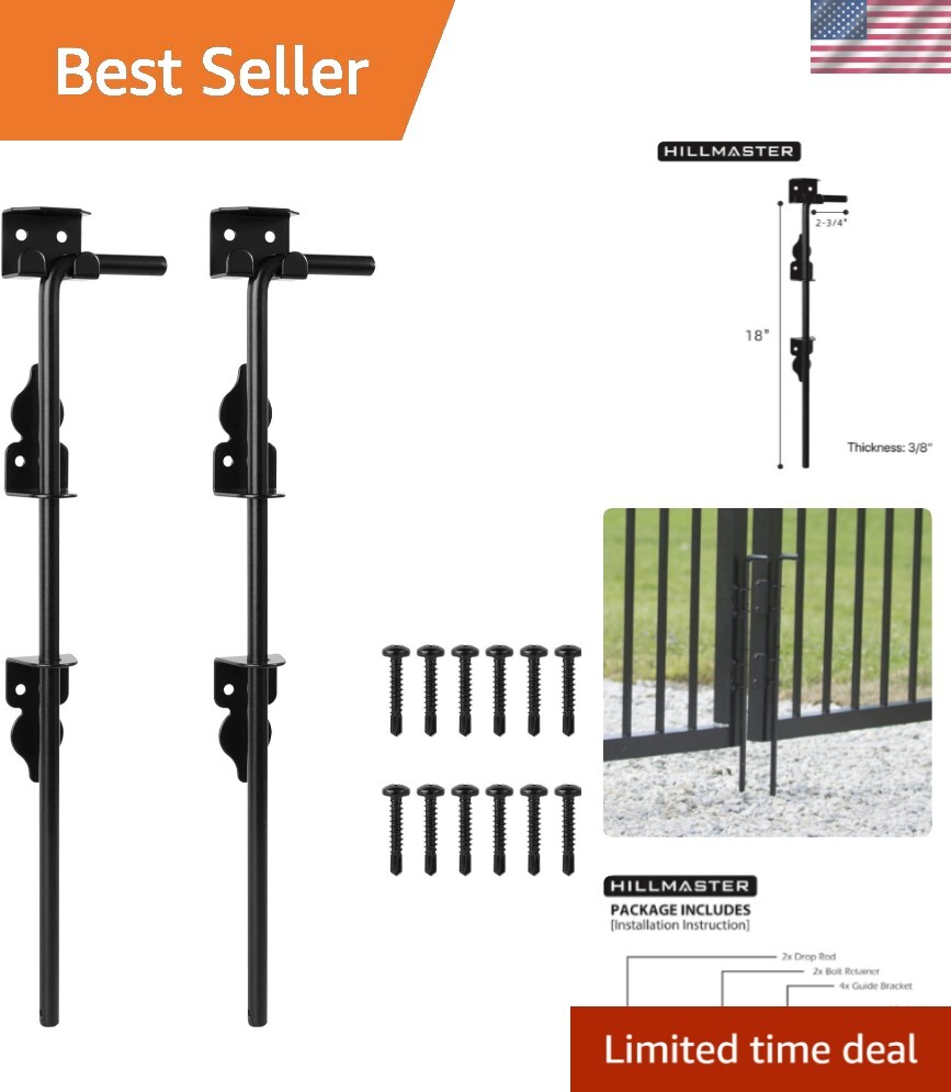 Secure and Lockable Gate Drop Rod - Easy Installation, Heavy-Duty Steel, 2 Pack