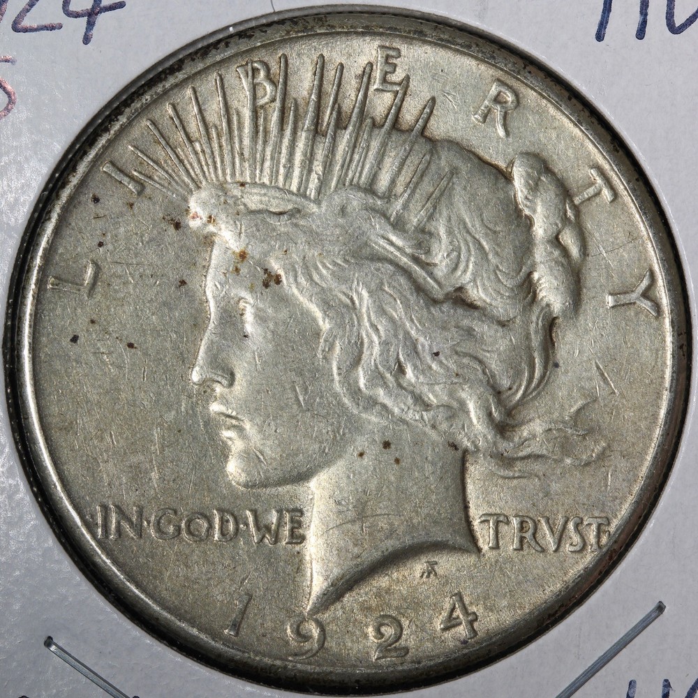 1924-S Peace Silver Dollar AU E393 XALM