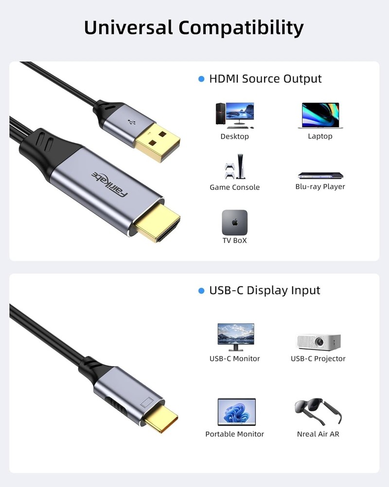 HDMI to USB C Adapter Cable 3.3ft 4K60Hz, Unidirectional System Type...