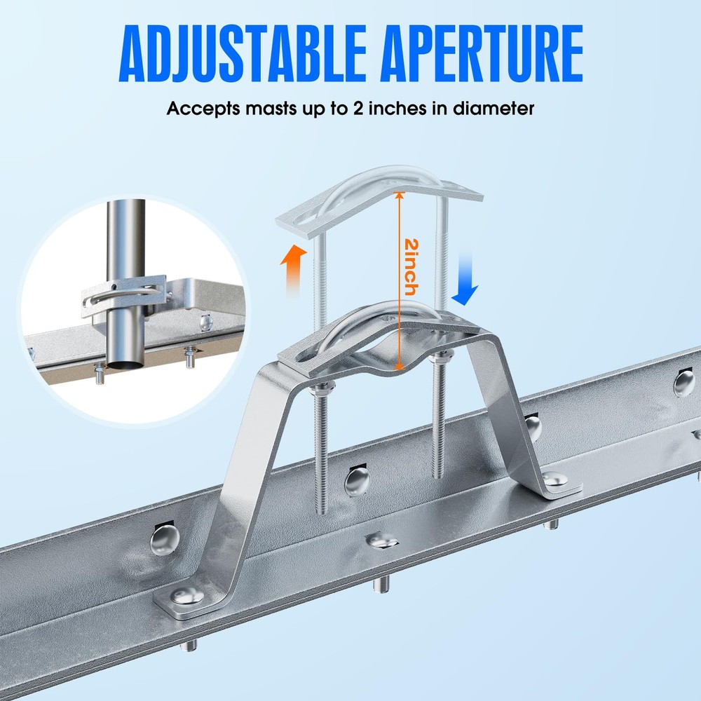 Adjustable Eave Mount for TV Antenna Masts and Lightning Rods