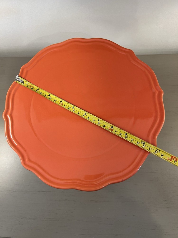 Threshold Cake Stand Persimmon Orange Ceramic Stoneware Scallop Edge Platter