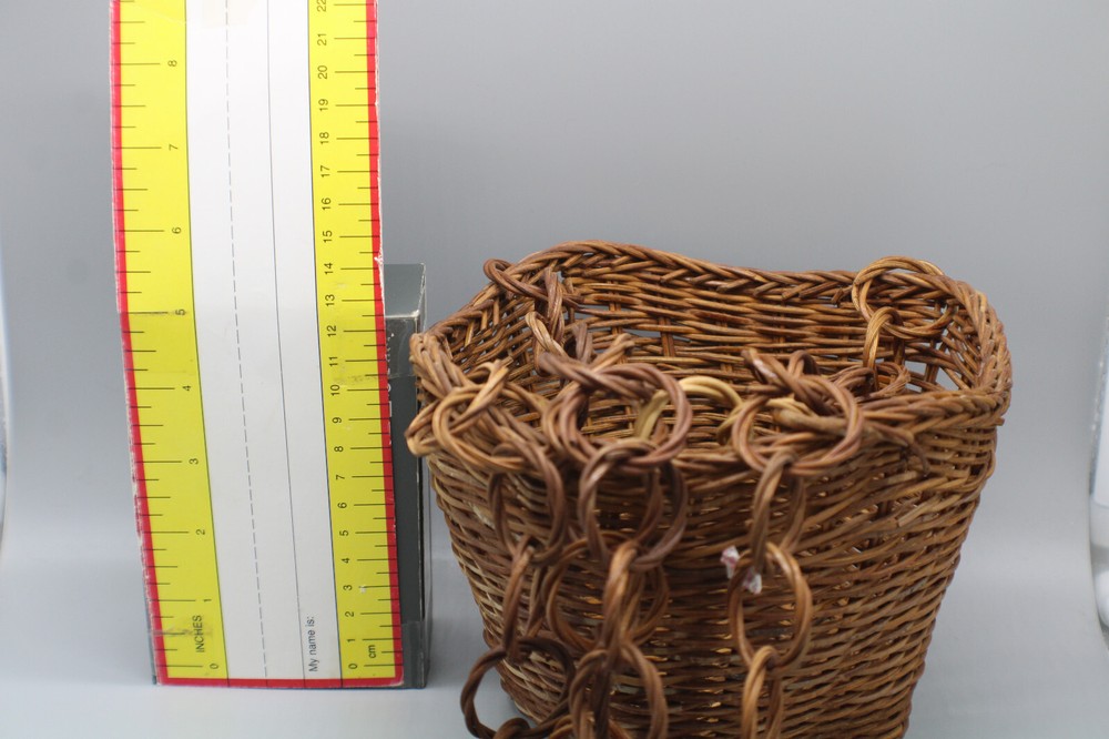 Hanging Wicker Basket with wicker interlocking hoops