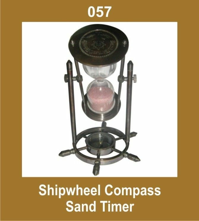 Vintage Shipwheel Compass Sand Timer Nautical Decor @US