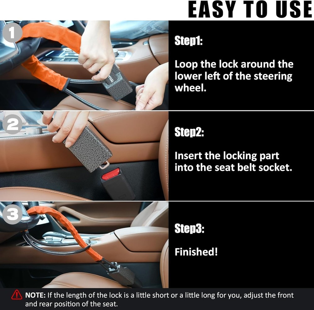 High-Visibility Steering Wheel Lock - Double Protection, Durable Aluminum Design