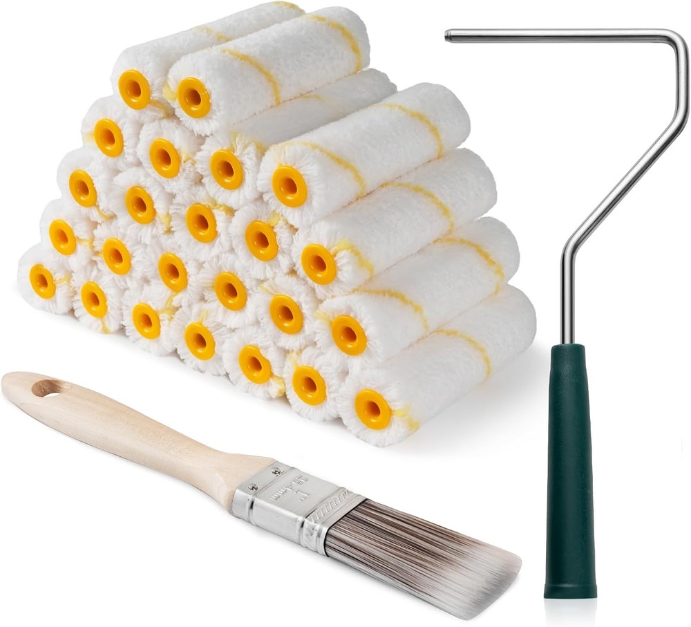 Paint Roller Covers, 26 Pack, 4 Inch 3/8" Nap Microfiber Small Paint Rollers Set