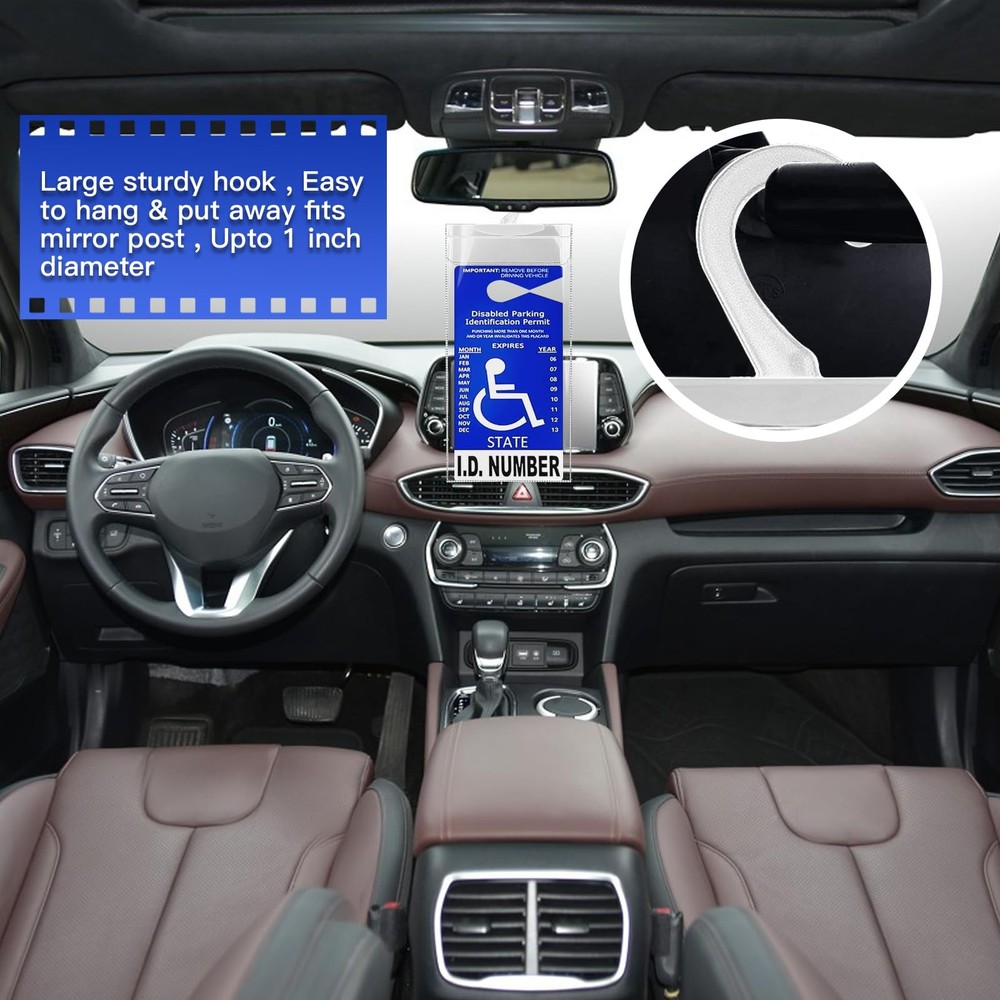 Handicap Placard Holder Clear Parking Permit Display Hanger 2 Pack