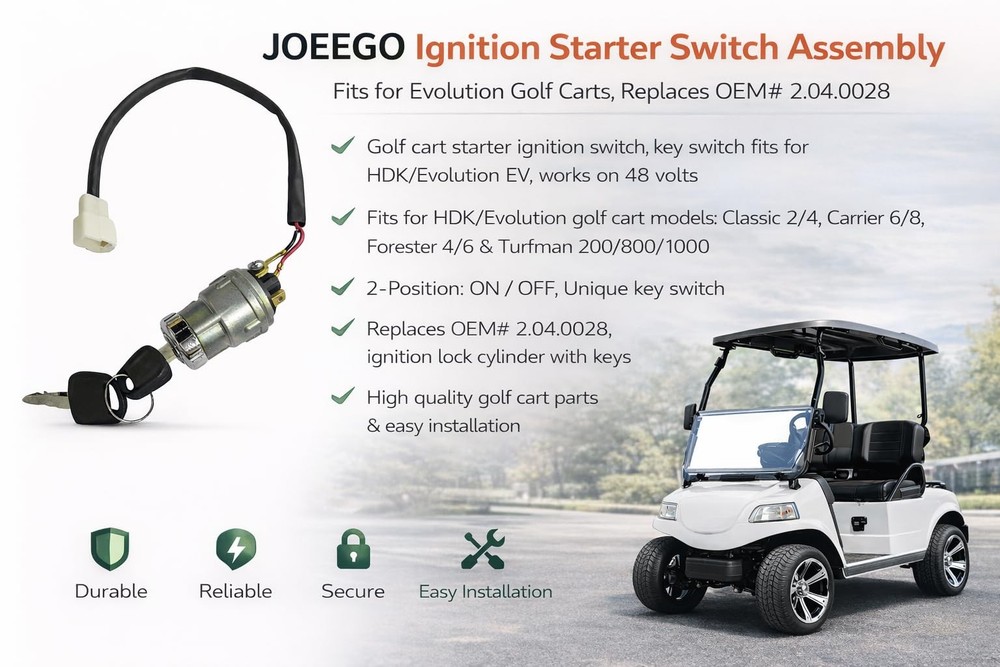 JOEEGO Ignition Starter Switch Assembly Compatible with Silvery White