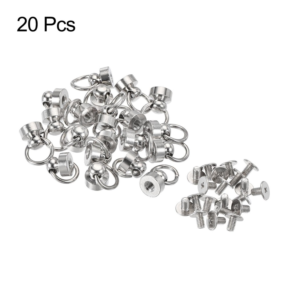 20pcs Pull Ring Rivets Studs Round Head for DIY Brass Silver Tone
