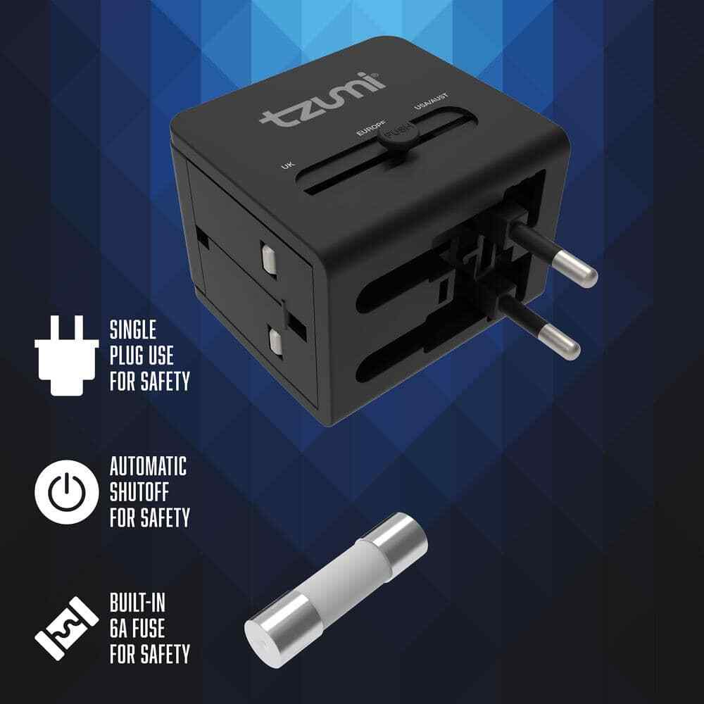 Tzumi Dual USB and USB-C Travel Adapter