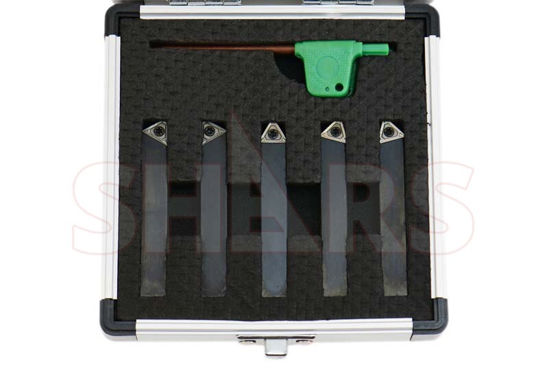 SHARS 5PC 3/8" INDEXABLE TURNING TOOL BIT + INSERTS + CERTIFICATE ^]