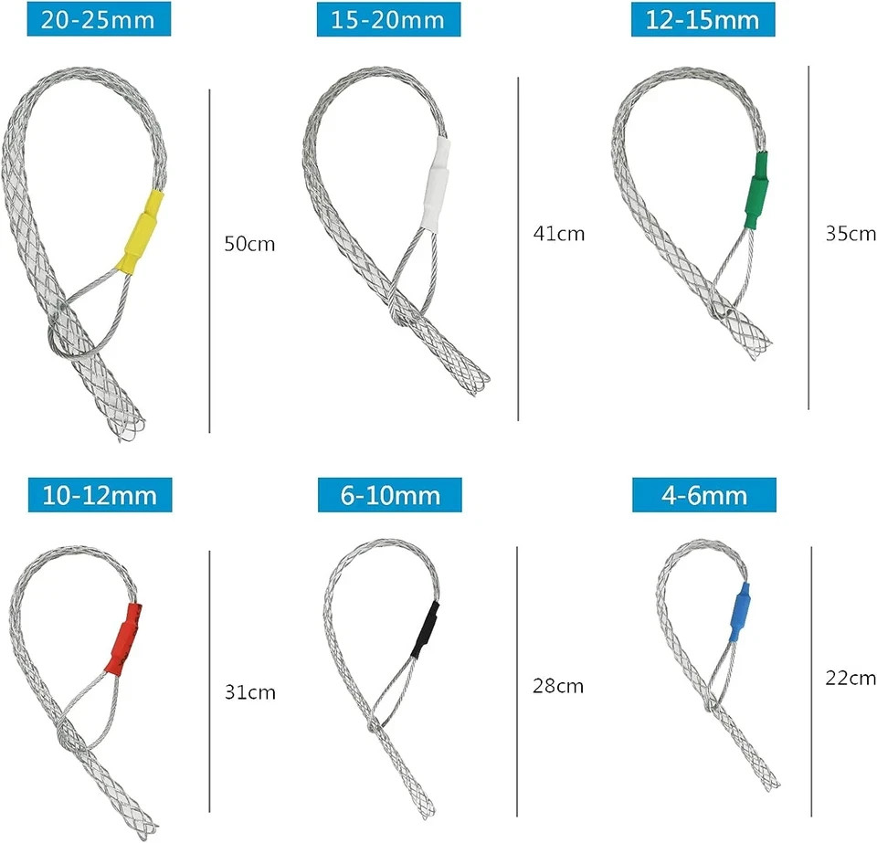 Cable Pulling Grip Sock Kit Galvanizing Steel Antislip Pipe Cable Wire Pulling G