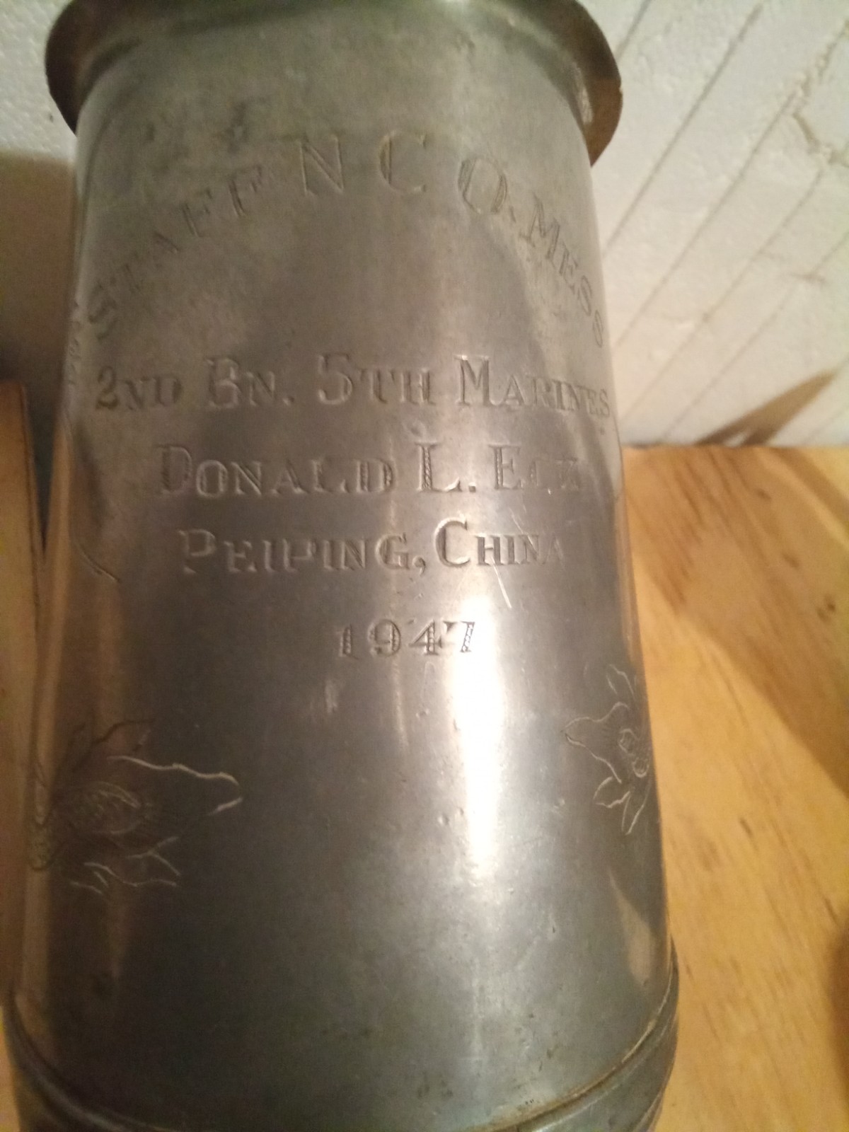 1947 Tientsin, China Named USMC/US Marine Corps Mug Lot. 1st Marine Division