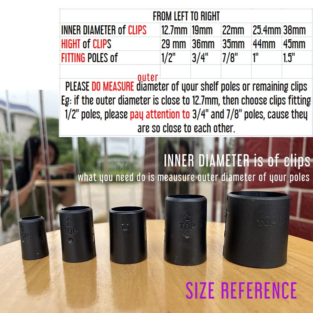 8 Pair 2 Set Shelf Pole Lock Clips Solid Plastic 38mm Wire Shelf Replacement ...