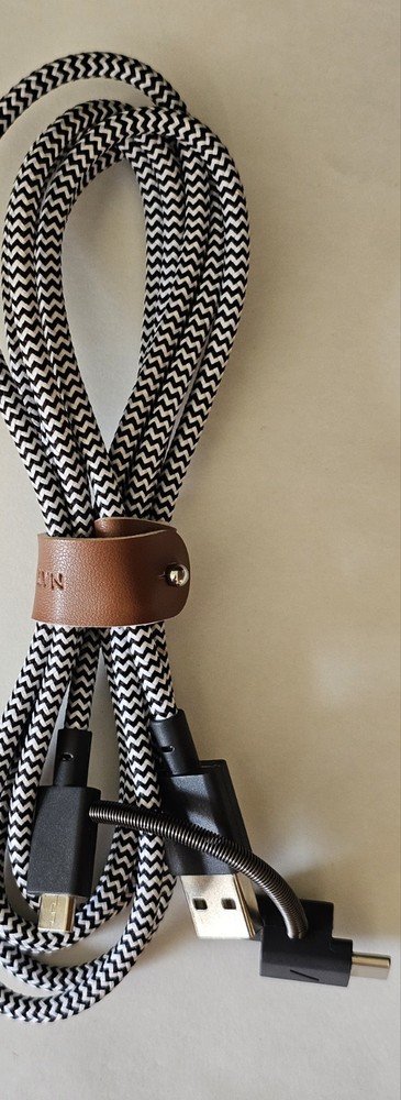 Native Union 6.5' USB Type A-to-Micro-USB/MFi/USB Type C Cable - Zebra