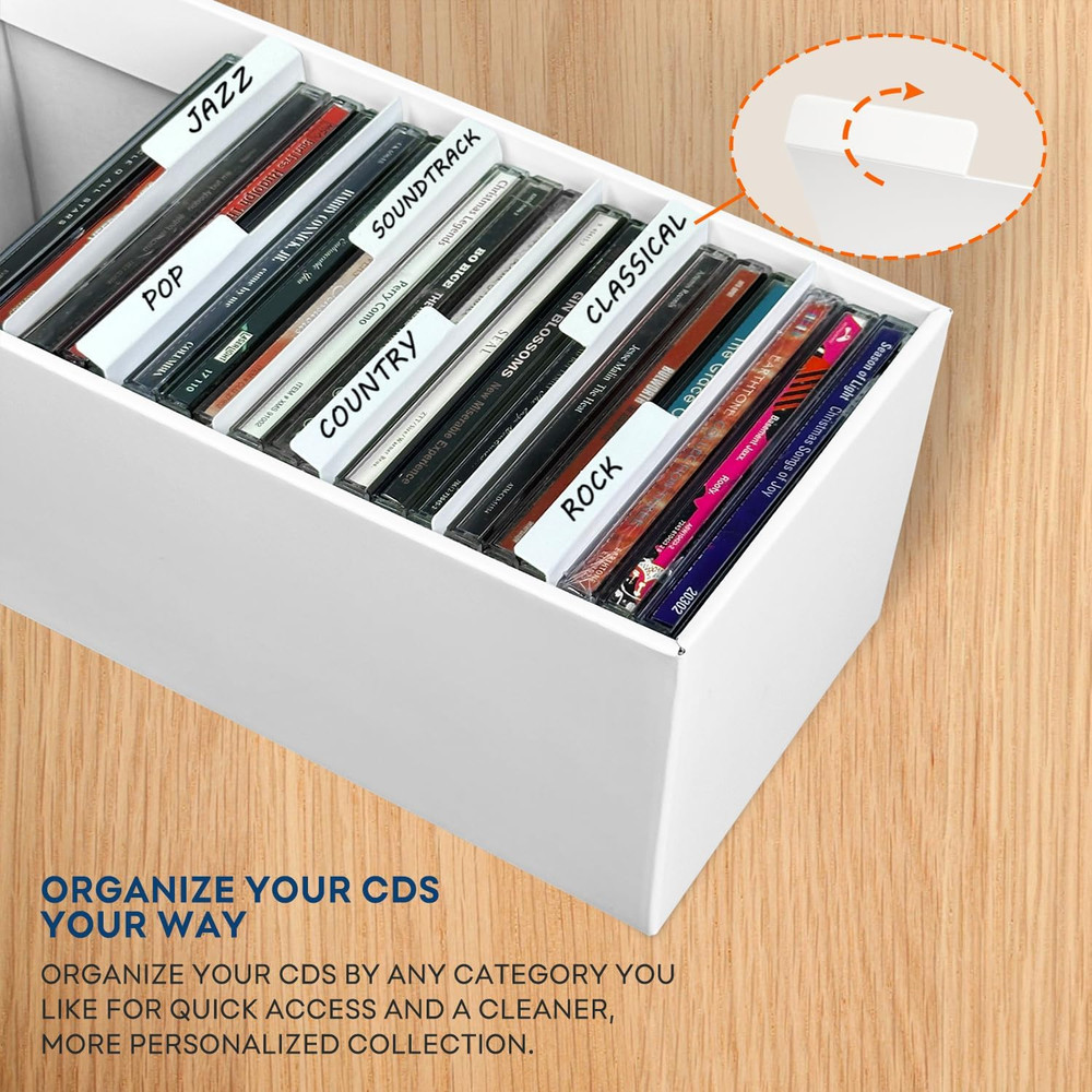 CD Storage Box, CD Case Holder, Cardboard Disc CD Organizer Box with Lids, 2 Pac
