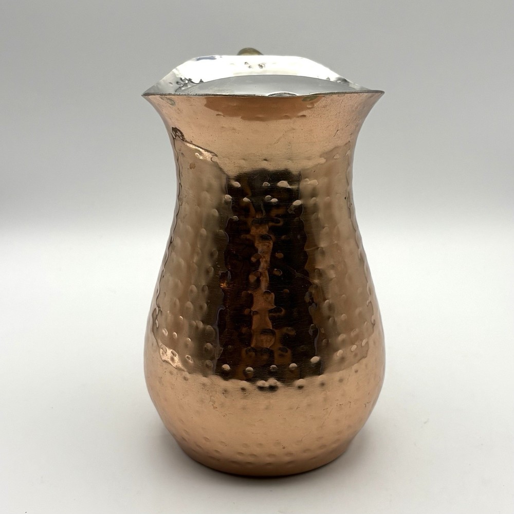 Vintage ODI Hammered Copper Pitcher With Brass Handle