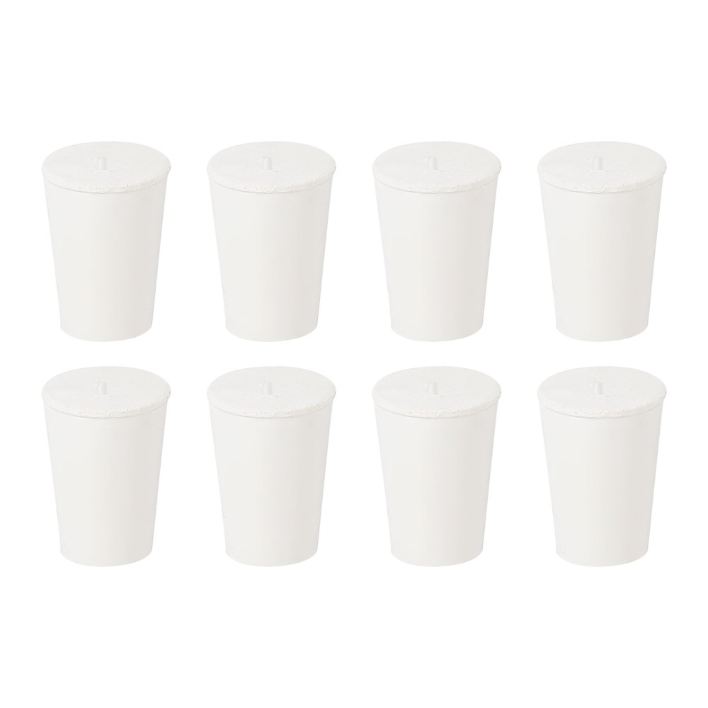 8Pcs Solid Rubber Stoppers, White 1# Tapered Lab Plugs, 19x14x26mm