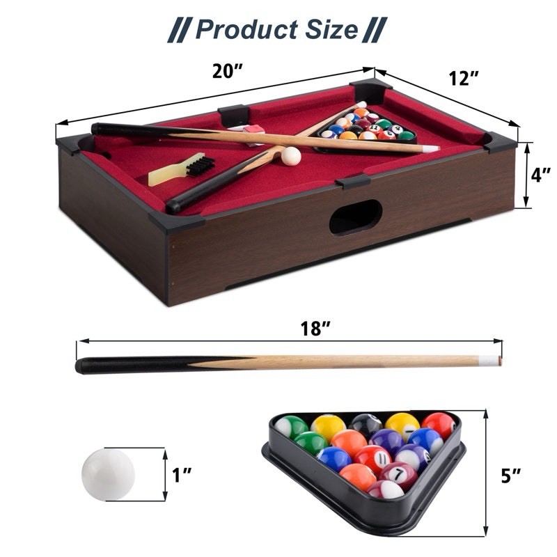 Mini Pool Table Billiard Set Tabletop Portable Pool Arcade Game Table