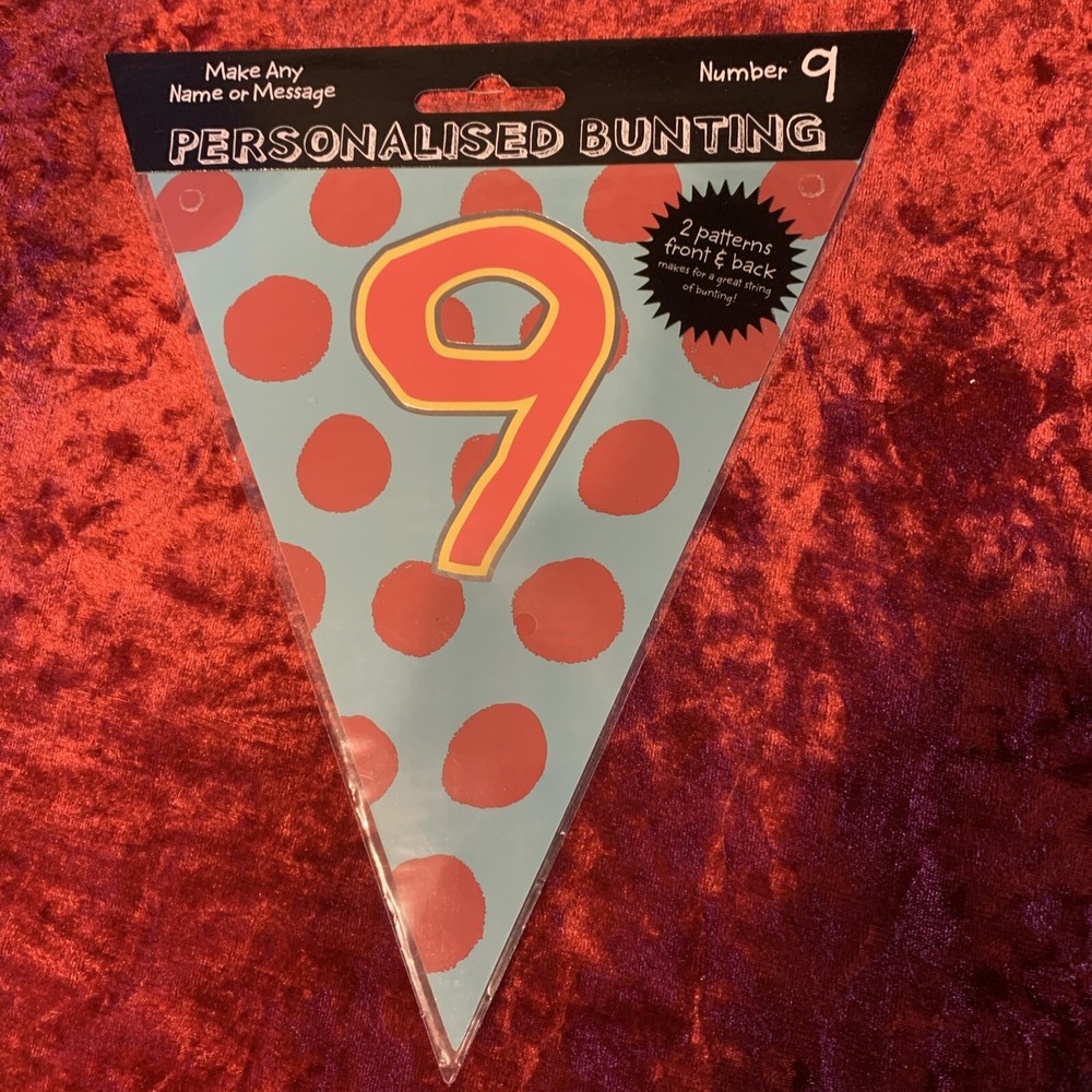 Make Any Message Or Name Personalised Bunting Multicoloured Number 9