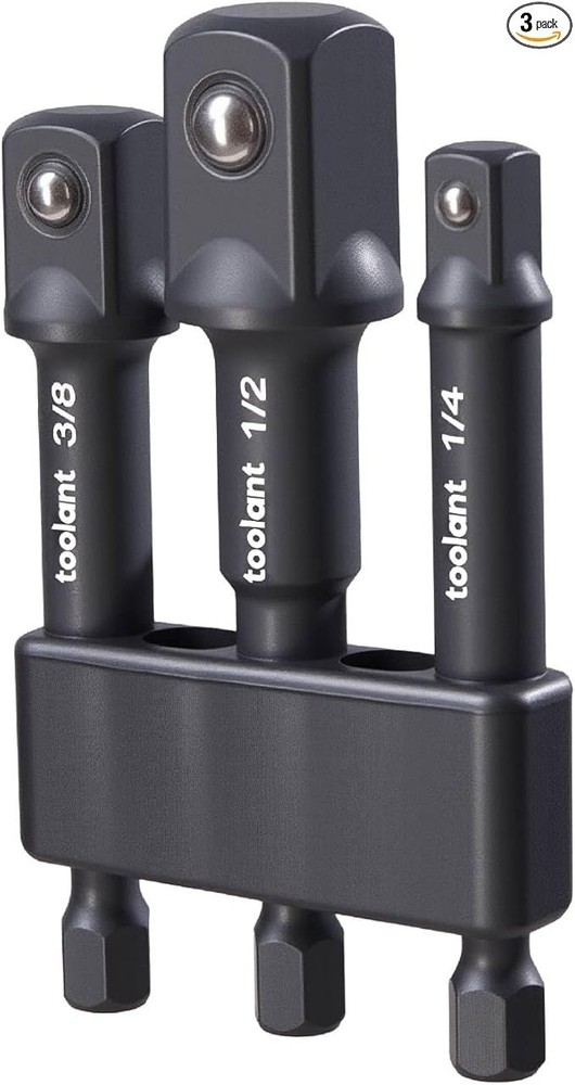 3PCS Socket Adapter Drill BIts Set Hex Shank 1/4" 3/8" 1/2" Impact Driver Tools