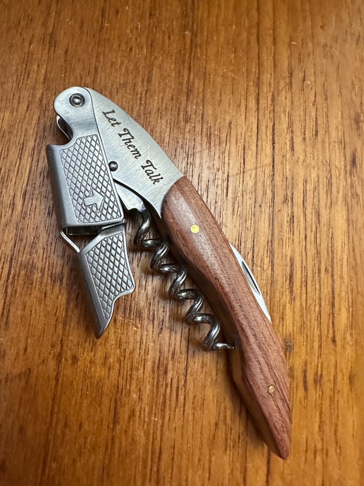 LET THEM TALK Quality Waiters Corkscrew Wine Key Opener