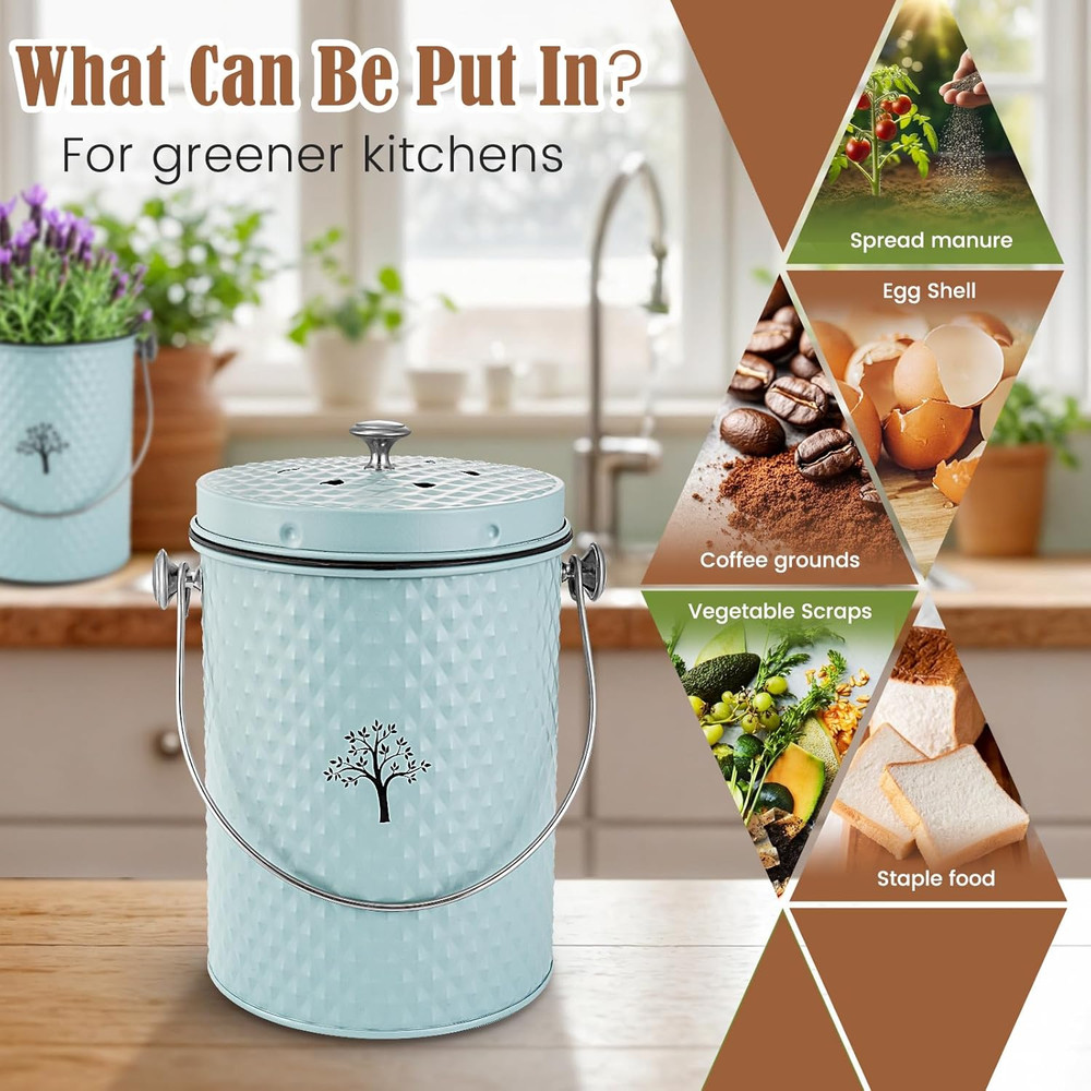 Countertop Compost Bin Kitchen Odor Resistant Indoor Compost Bin Lid