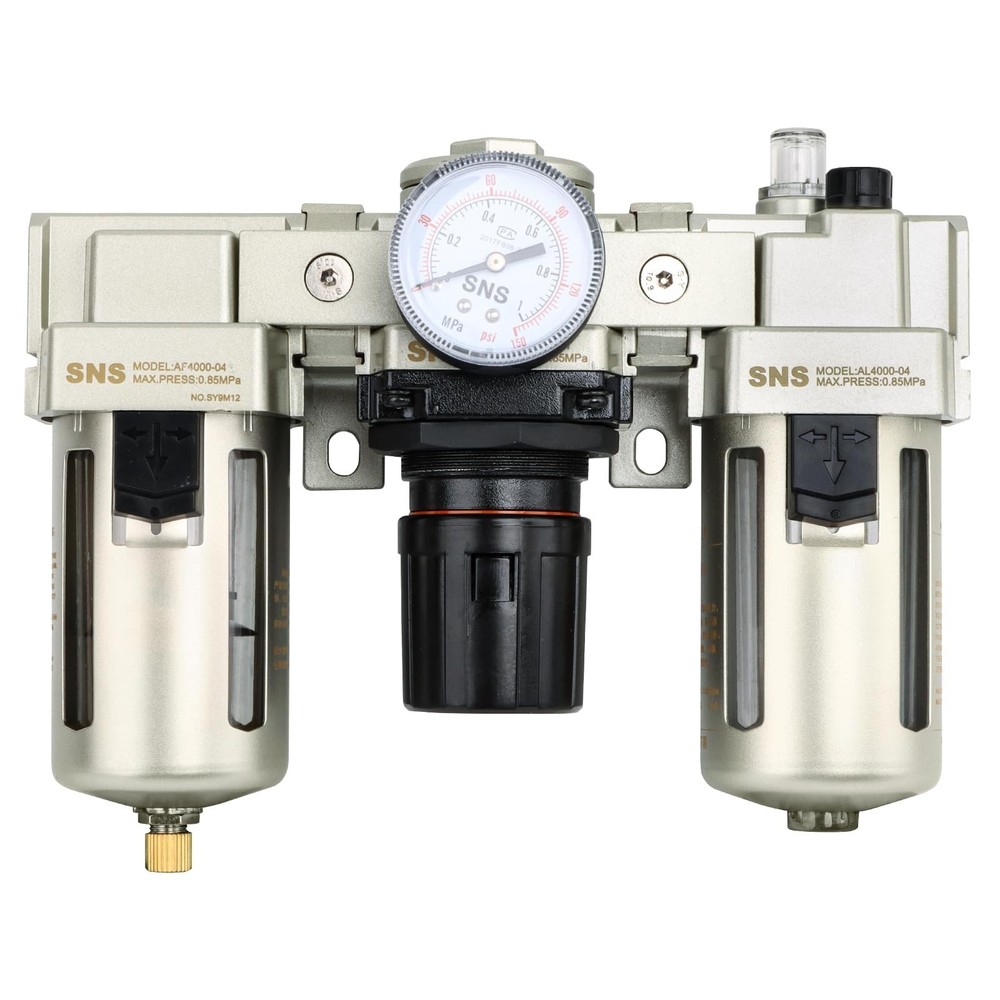 SNS 1/2" NPT Compressed Air Filter Regulator Lubricator Three Unit Combo FRL ...