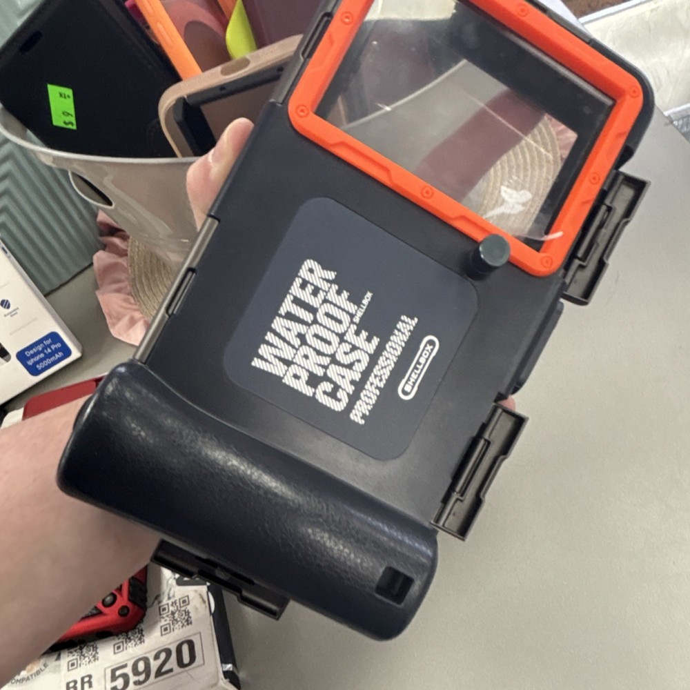 Shellbox Professional Waterproof Camera Case Housing Black Orange Plastic