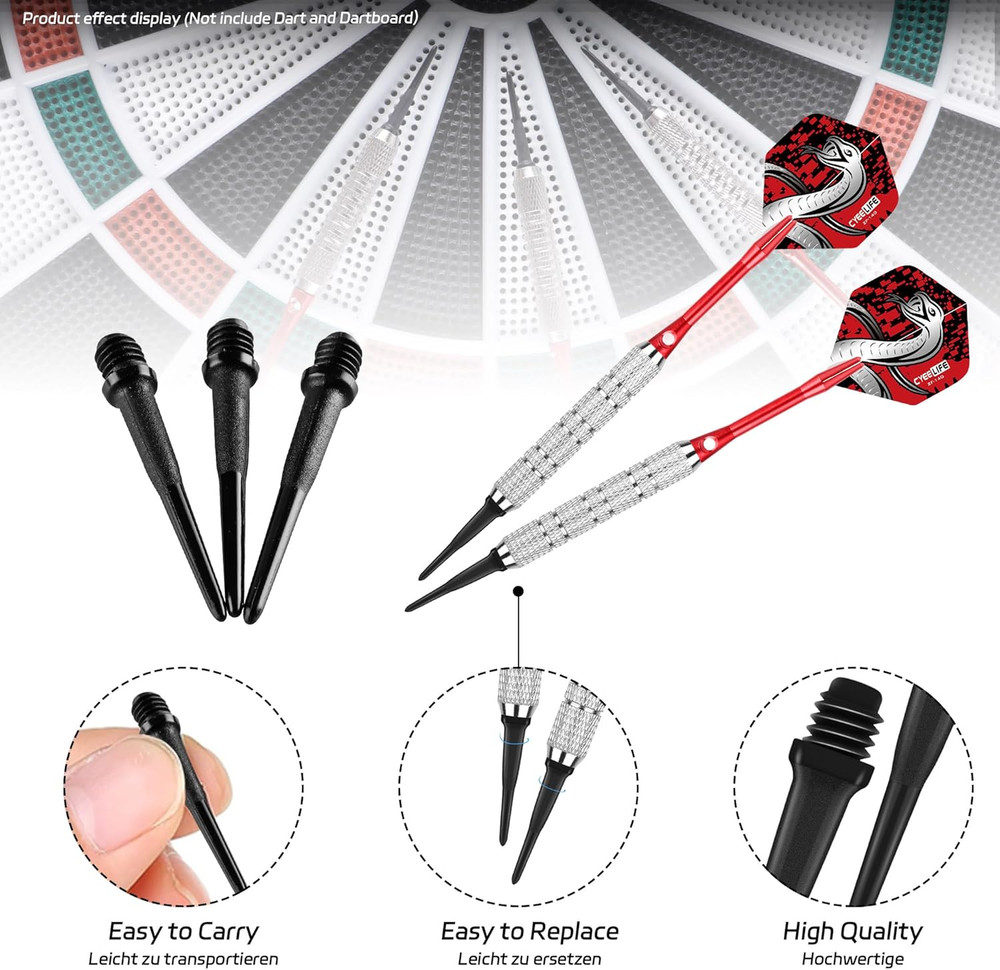 2BA Thread Soft Tip Dart Points - Plastic Dart Tips - 100/1000 Pack Premium Repl